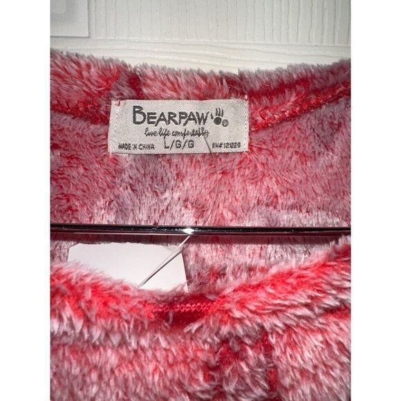 NWT Bearpaw Plush Knit Long Sleeve Tie Front Top & Joggers Pajama Set Red  Sz Lg - Picture 10 of 15